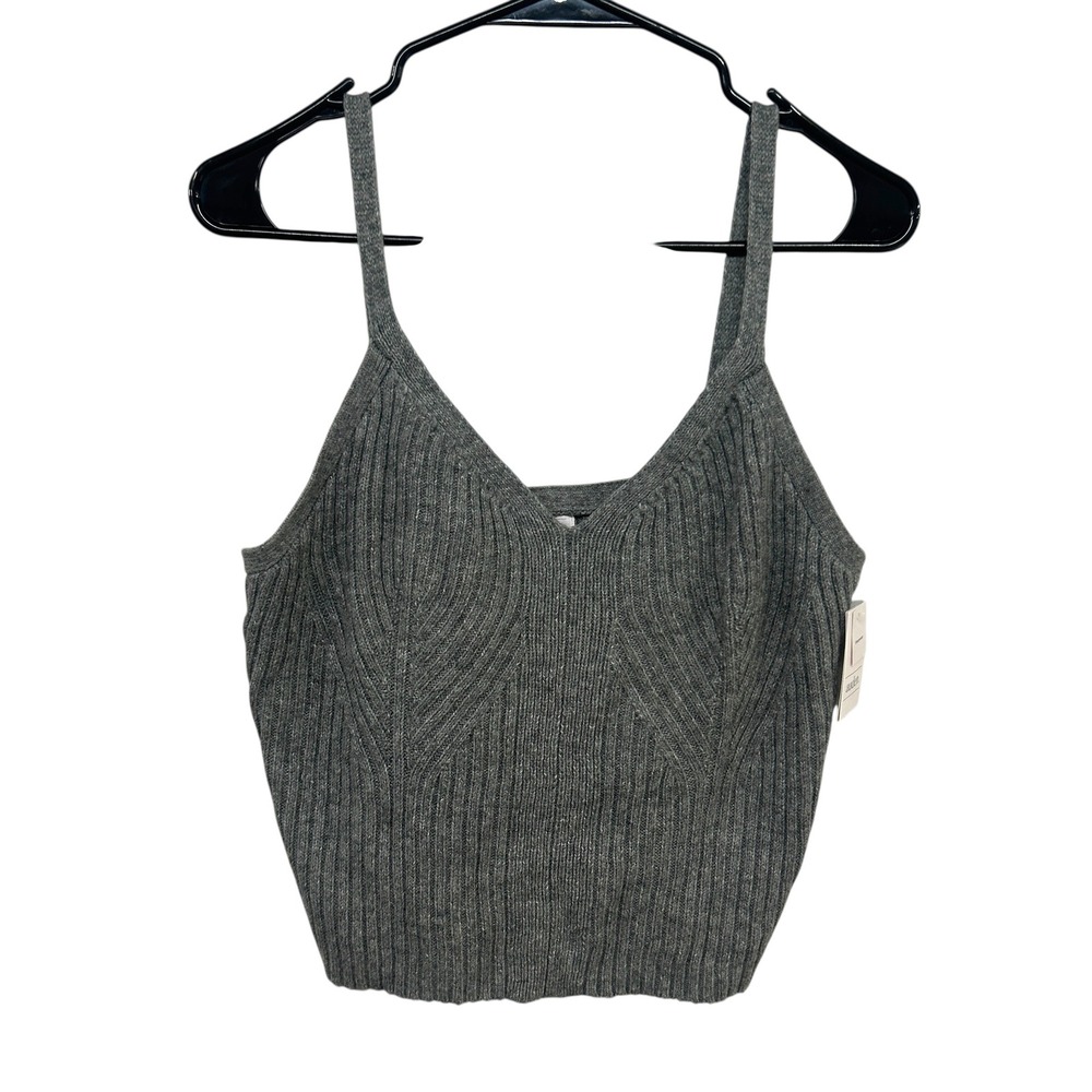 Ribbed Knit‎ Lounge Tank XL Gray Soft Girl Minimalist Sleepwear Top NWT